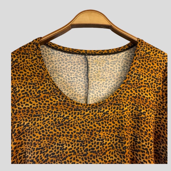 Blue Sky Women’s Dress Size XL Orange Cheetah Print 3/4 Sleeves Scoop Neck - Picture 2 of 9